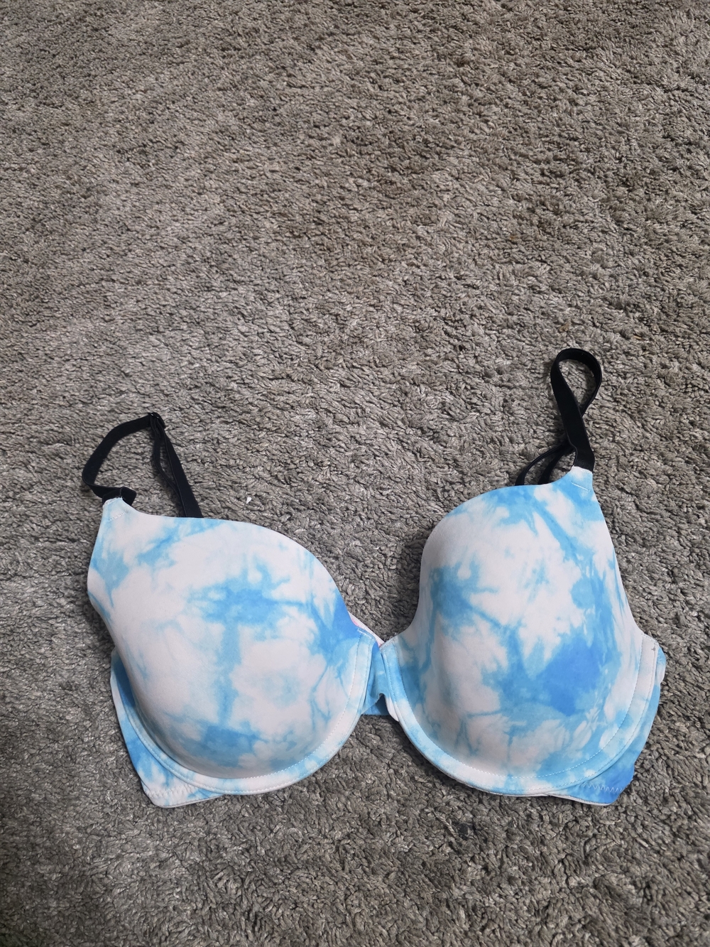 PINK Victoria's Secret Blue & White Tie-Dye Lightly Lined Bra
